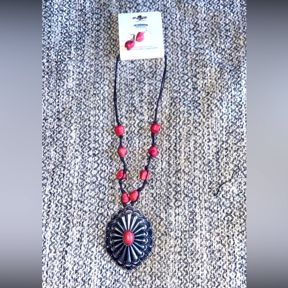 Western Concho necklace/earring set